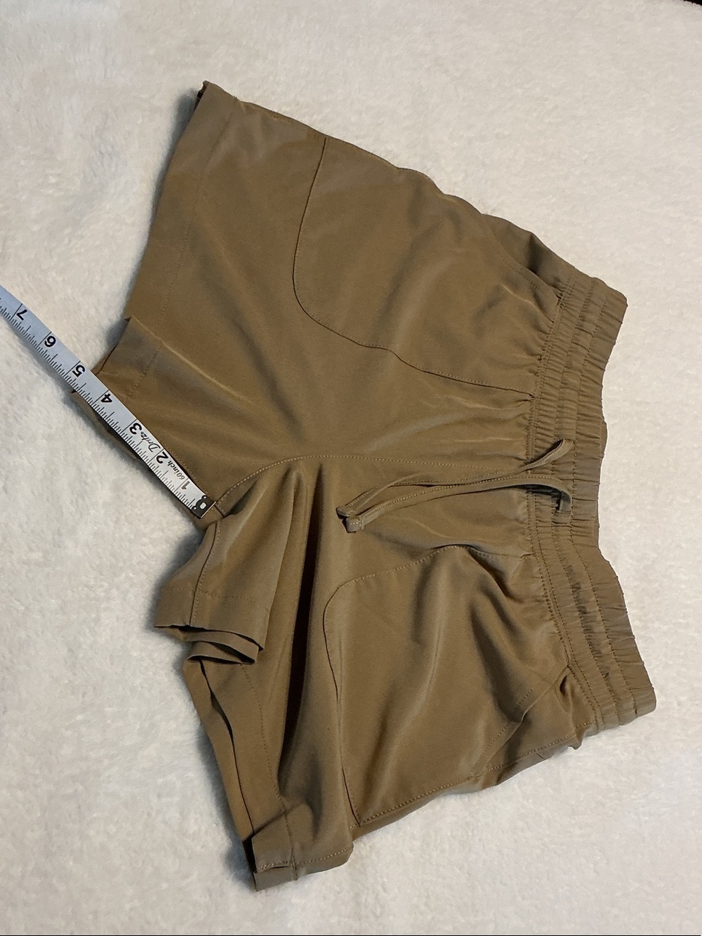Women's Athletic Drawstring Shorts in Khaki-Tan